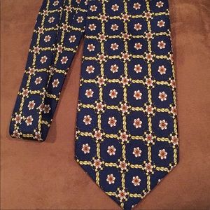 Laurant Benon Navy Blue Floral Silk Tie